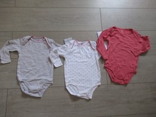 Lot de 3 body fille à manches longues rose à pois kiabi taille 24 mois