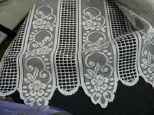 1 coupon 2m40x60cm tissu voilage rideau cuisine chambre blanc neuf mercerie c30