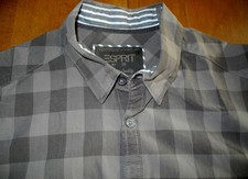 chemise manches longues ESPRIT L moulant ou M carreaux beige