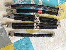 Bracelet pour Homme en acier inoxydable et Cuir tissé tressé 23/21/19 cm 