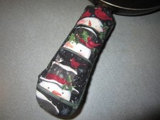 CHRISTMAS SNOWMAN BIRD HANDMADE FABRIC CAST IRON POT HANDLE SLEEVE COVER