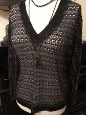 Pull Top Miss June T1 Crochet Ajouré Noir