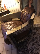 Fauteuil (la paire) en inox et cuir