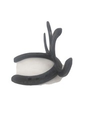 Métal fer à cheval en forme de Mur Crochet Fonte Noir Lourd Solide parfait état