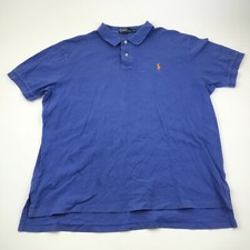 Ralph Lauren Polo Taille 2XL XXL Bleu Contraste Manche Courte Hommes Haut Adulte