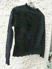 top noir motif velours en relief comme neuf taille 42/44