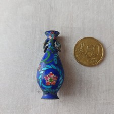 Ancien petit flacon / vase, miniature, chinois, en émaux cloisonnés