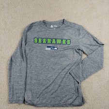 Majestic Seattle Seahawks Homme Manches Longues Gris Ras Cou T-Shirt