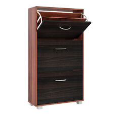 Meuble à chaussures - Armoire Étagère à chaussures - 3 Abattants - Wenge & Noir