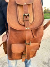 Sac à Dos Cuir Véritable Ordinateur Portable Voyage Marron Hommes Sac Vintage