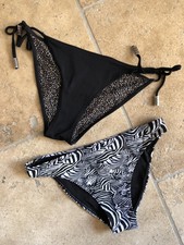 Maillots bain  (2 Bas) T 34 Ocean Club Imprimé Zebre + H&M noir Reversible TBE