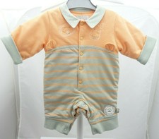 Petit Pirate combinaison manche longue doublée orange et gris bébé 1 mois