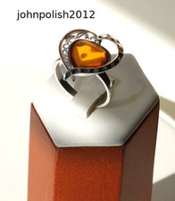 Baltique Ambre Coeur Bague avec Argent 925