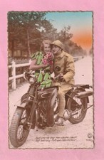 FANTAISIE - COUPLE AMOUREUX - MILITAIRE - MOTO RENE GILLET ?  TERROT ??