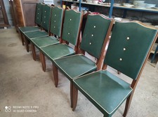 Lot de 6 anciennes Chaises en bois et simili vert