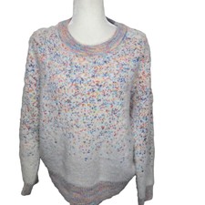 ModCloth Pull Blanc Taille M Pastel Confetti Motif Vague Manche Longue