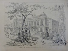 1882 I JARDIN PLANTE GALERIE ZOOLOGIE BATIMENT PARC FACADE ESCALIER