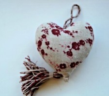 Superbe petit ENGLISH COUSSIN de porte COEUR  pompom décor fleurs déco maison 4