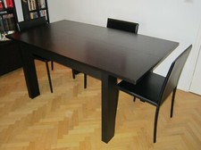 Ensemble table pour 8 à 10 personnes et 4 chaises cuir noir salle à manger 