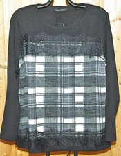 superbe pull fin carreaux dentelle noir fred sabatier t 50 neuf