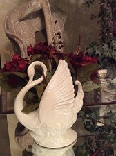 Vintage 1960's Swan Lamp Planter Bird Animal TV Desk Side Table Sofa Table