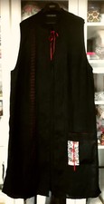 KIMONO "O.K.S." 38 SANS MANCHES ou GILET LONG - 100% LIN NOIR - GILET LONG  