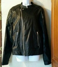  LA REDOUTE,VESTE,BLOUSON,MOTO,NOIR,DOUBLÉ,SIMILI CUIR,POCHE,FEMME,M-L-38-40-42