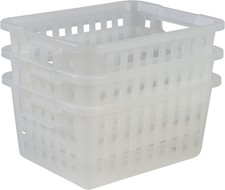 Iris Ohyama, Lot de 3 paniers de rangement, 11.6 L , Empilable - Transparent