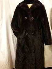 Manteau de fourrure en vison brun d'Amérique élevage .t 42 /44 vintage fur coat 