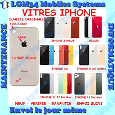 VITRE ARRIERE IPHONE 8 8+ SE X XR XS 11 12 13 PRO MAX LOGO CE ADHESIF GROS TROU