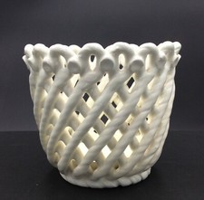 Corbeille Céramique Tressée Emaillée Blanche Gout Emile Tessier Malicorne