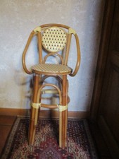 Rare Chaise haute d'enfant, bébé ,poupée,vintage en rotin fabrication Française