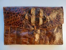 Ancienne POCHETTE peau CROCODILE cuir REPTILE accessoire mode vintage SAC à MAIN