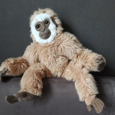 Peluche Doudou Singe Marron A Tete Blanche Singe Gibbon 45 Cm Environ tbe