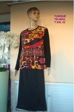 TUNIQUE DE MARQUE TELMAIL COLOREE NOIR / BORDEAUX / JAUNE  TXXL  52/54