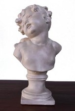 Buste en plâtre ciré enfant rieur par J. Cheret