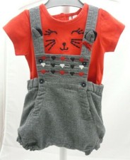 Orchestra ensemble bloomer gris et tee-shirt rouge chat bébé fille 3 mois