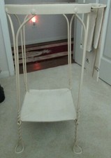 Rare 1920's Ice Cream Pitcher & Bowl Wrought Iron Metal Stand With Towel Holder 