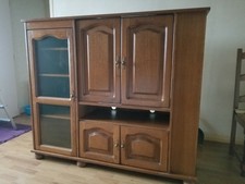 meuble tv, avec niche à portes coulissantes, 1 porte vitrée