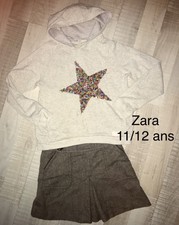 Zara 12 ANS  Fille : Sweat Étoile + Jupe Beige  TBE