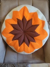 POUF COUSSIN SOL LAINE TRICOT CROCHET VINTAGE