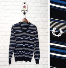 Fred Perry Pull en coton à col en V pour homme Taille S