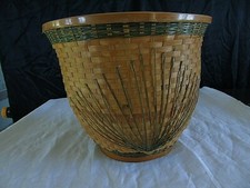 Grand cache pot bois tressé , rotin, osier