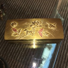 ANCIENNE PETITE BOITE A TIMBRES CUIVRE BICOLORE 1900 Rare Objet De Vitrine