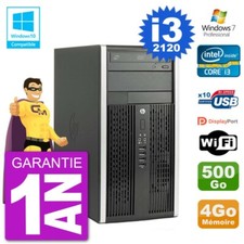 PC HP 6300 MT Intel Core I3-2120 RAM 4Go Disque 500Go Graveur DVD Wifi W7