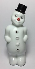 Vintage Flacon Bouteille bonhomme de neige opaline blanche Snowman Christmas
