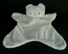 12. DOUDOU PLAT BEBE CONFORT OURS BLANC SPIRALE BRODERIE GRIS - TBE