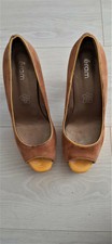 ERAM chaussures / escarpins femme MARRON et jaune pointure 37 talon 10 cm TBE