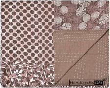 Kantha Couette Marron Couleur Couvre-Lit Ethnique Couverture Cousu Main Gudari