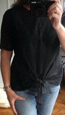 Blouse bas noué PROMOD noire 38 manches courtes